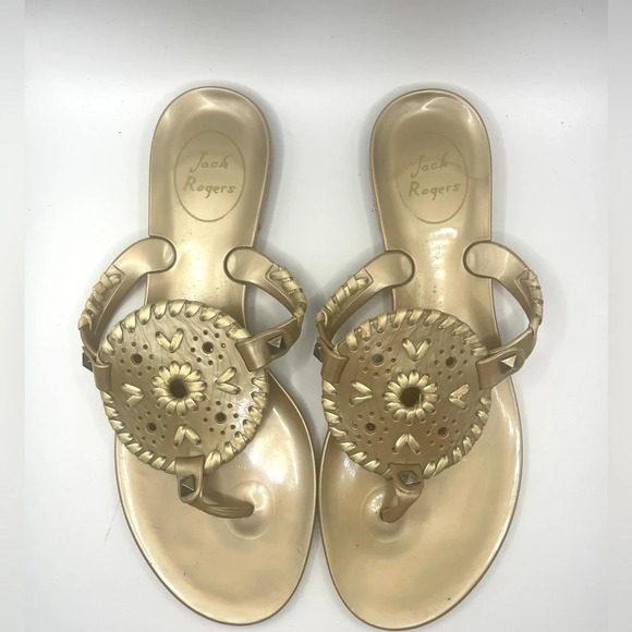 Gold Jack Rogers Georgica Jelly Flip Flop - Picture 1 of 6